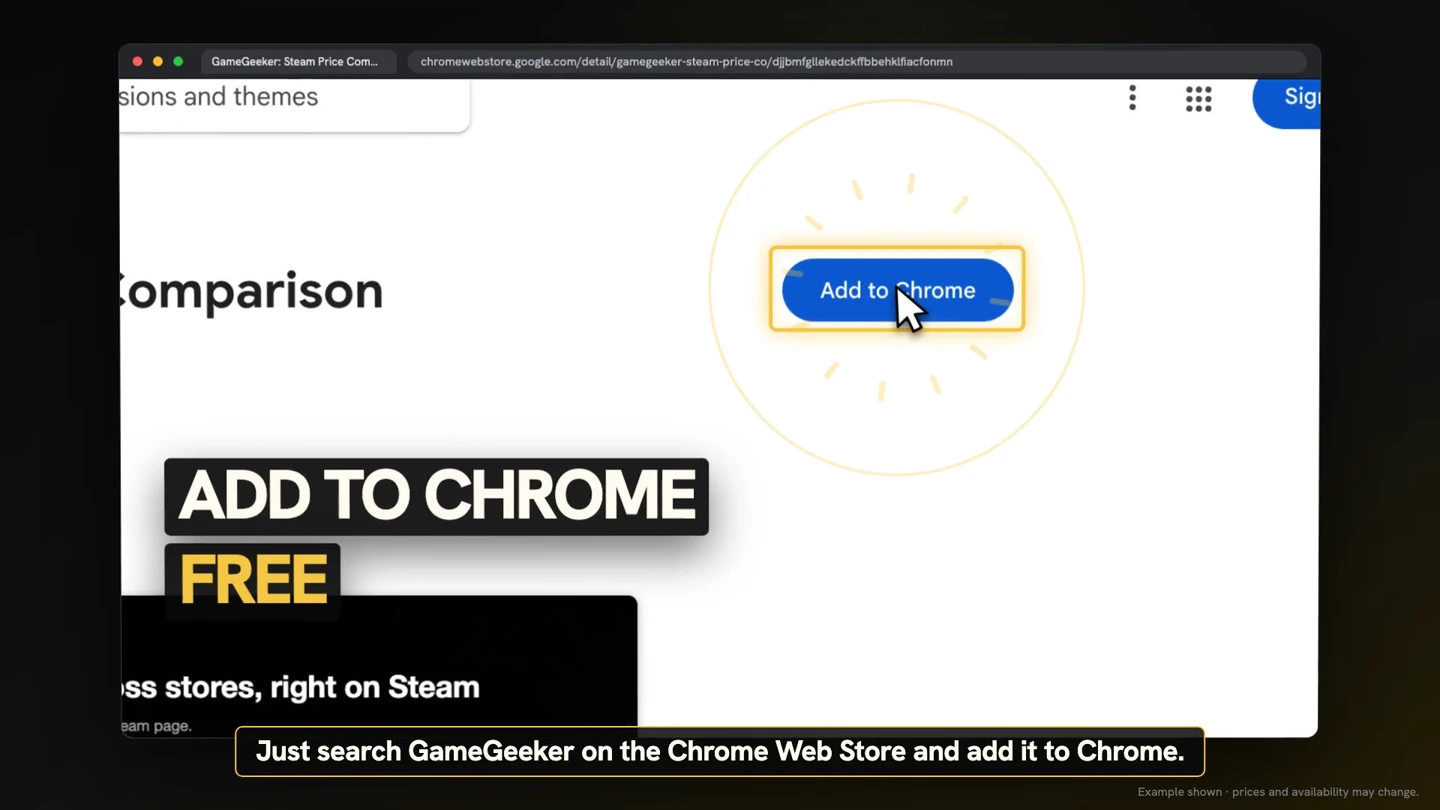 GameGeeker extension listing in the Chrome Web Store